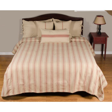 Oat Barn Red Grain Sack Stripe Bed Cover Queen CQ164017 - The Fox Decor